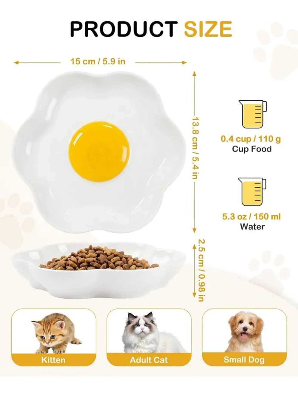 3 Pack Ceramic Cat Bowls - Anti Whisker Fatigue Dishes for Cats & Small Dogs